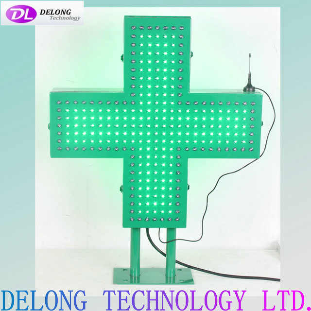 65X50cm two poles flashing outdoor remote control led pharmacy cross
