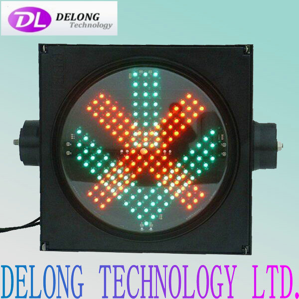 Horizontal mounting arrow down 300mm round waterproof single side red fork and green arrow led directional arrow light