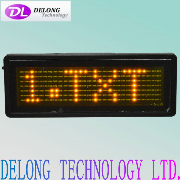 yellow 7X29pixel English flashing led name badge display with cover