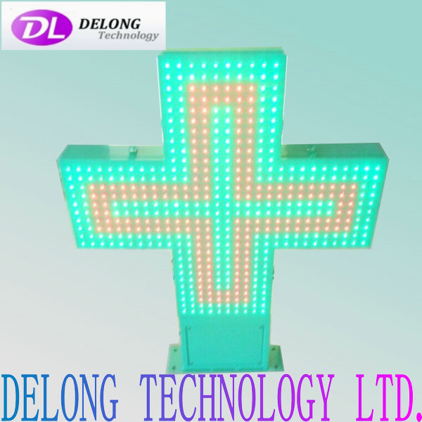 80X80cm double sides red green outdoor led flash cross