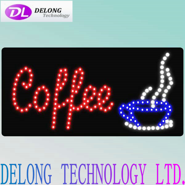 60X30cm open closed acrylic light weight hanging led Coffee shop sign board